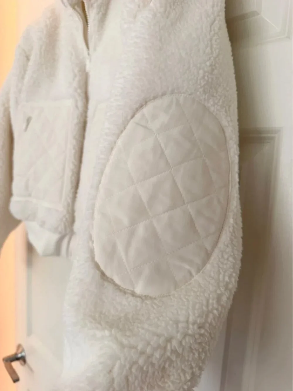 Alo Yoga Sherpa Edge Bomber Jacket Ivory Women's Size M